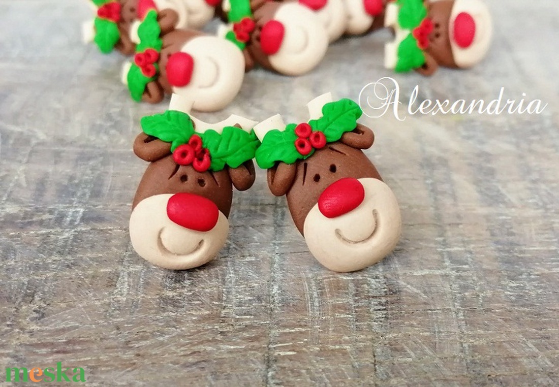 Rudolf bedugós fülbevaló - ékszer - fülbevaló - pötty fülbevaló - Meska.hu