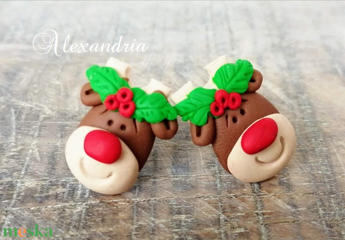 Rudolf bedugós fülbevaló - ékszer - fülbevaló - pötty fülbevaló - Meska.hu