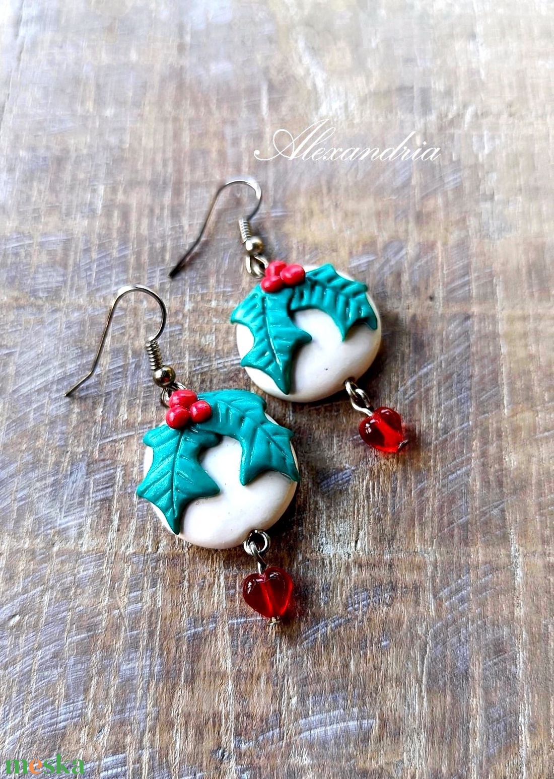 Magyalos  fülbevaló - ékszer - fülbevaló - lógós kerek fülbevaló - Meska.hu