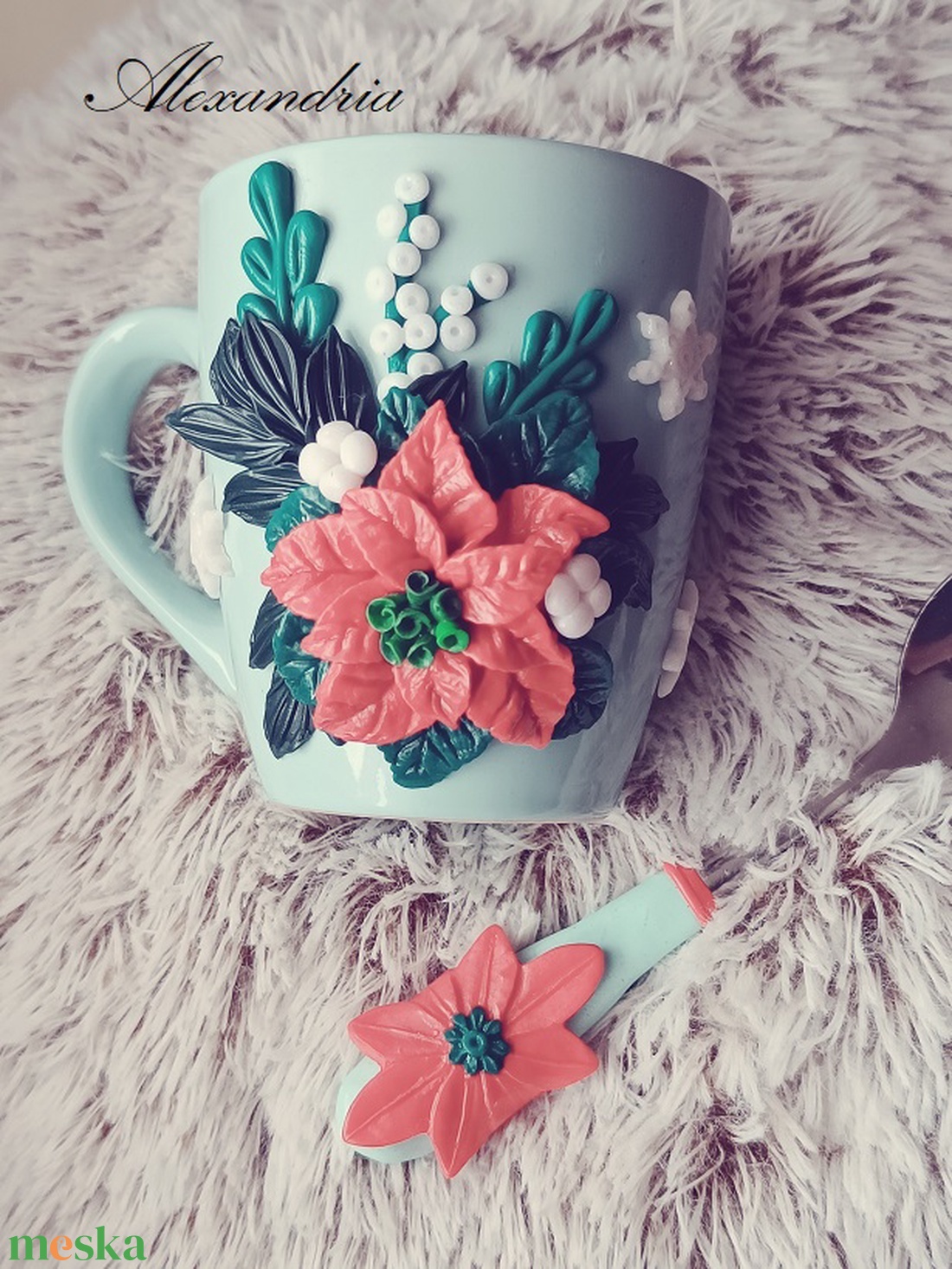 Karácsonyi bögre kanállal - otthon & életmód - konyhafelszerelés, tálalás - tálalás - bögre & csésze - Meska.hu