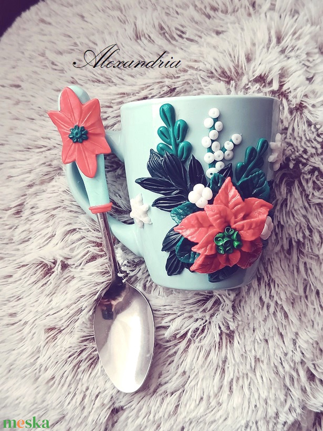 Karácsonyi bögre kanállal - otthon & életmód - konyhafelszerelés, tálalás - tálalás - bögre & csésze - Meska.hu