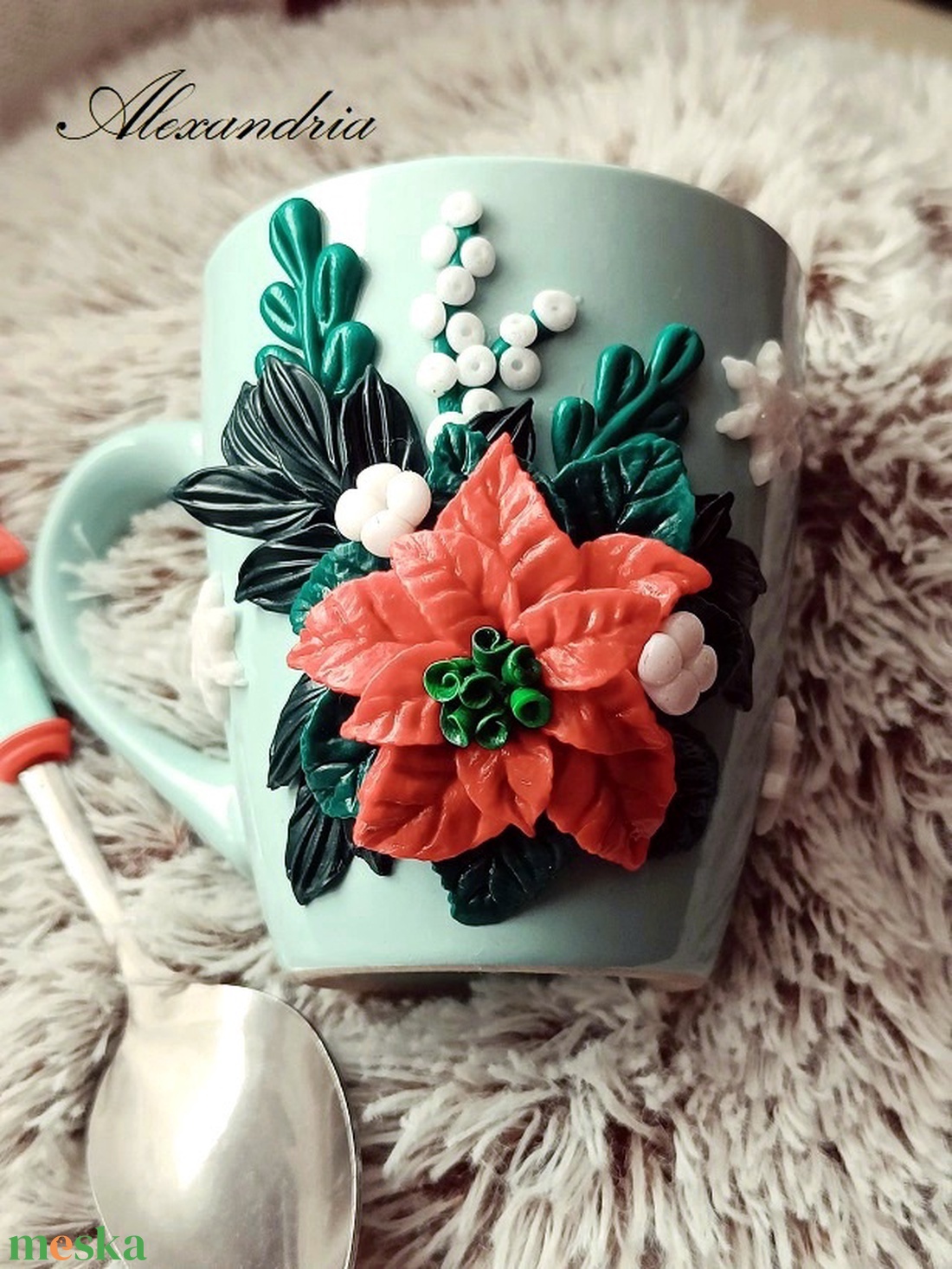 Karácsonyi bögre kanállal - otthon & életmód - konyhafelszerelés, tálalás - tálalás - bögre & csésze - Meska.hu