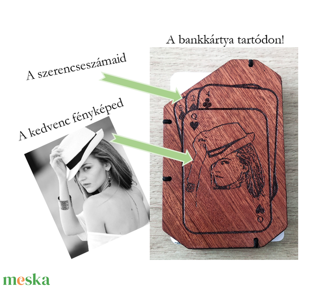 Fényképes gravírozott bankkártya tartó - aszimmetrikus - táska & tok - pénztárca & más tok - kártyatartó & irattartó - Meska.hu