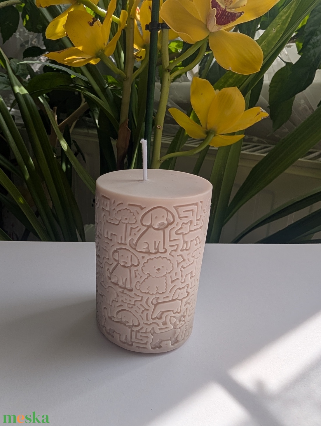 Kutya mintás, illatos gyertya - kellékek & szerszámok - dekorációs kellékek - dekorációs gyertya - Meska.hu