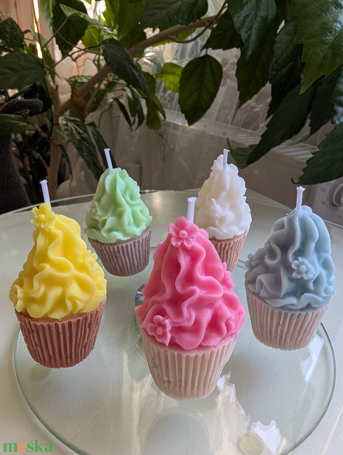 Mini cupcake gyertya csomag � 5 db-os szett, választható színekben (kb. 6 cm) - otthon & életmód - gyertya, illat, aroma - gyertya - Meska.hu