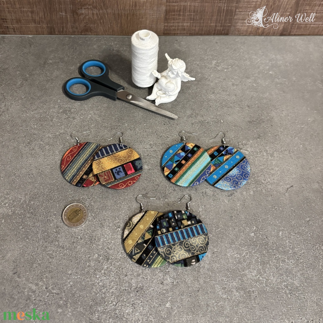 Afrika fülbevaló szett - ékszer - fülbevaló - lógós kerek fülbevaló - Meska.hu