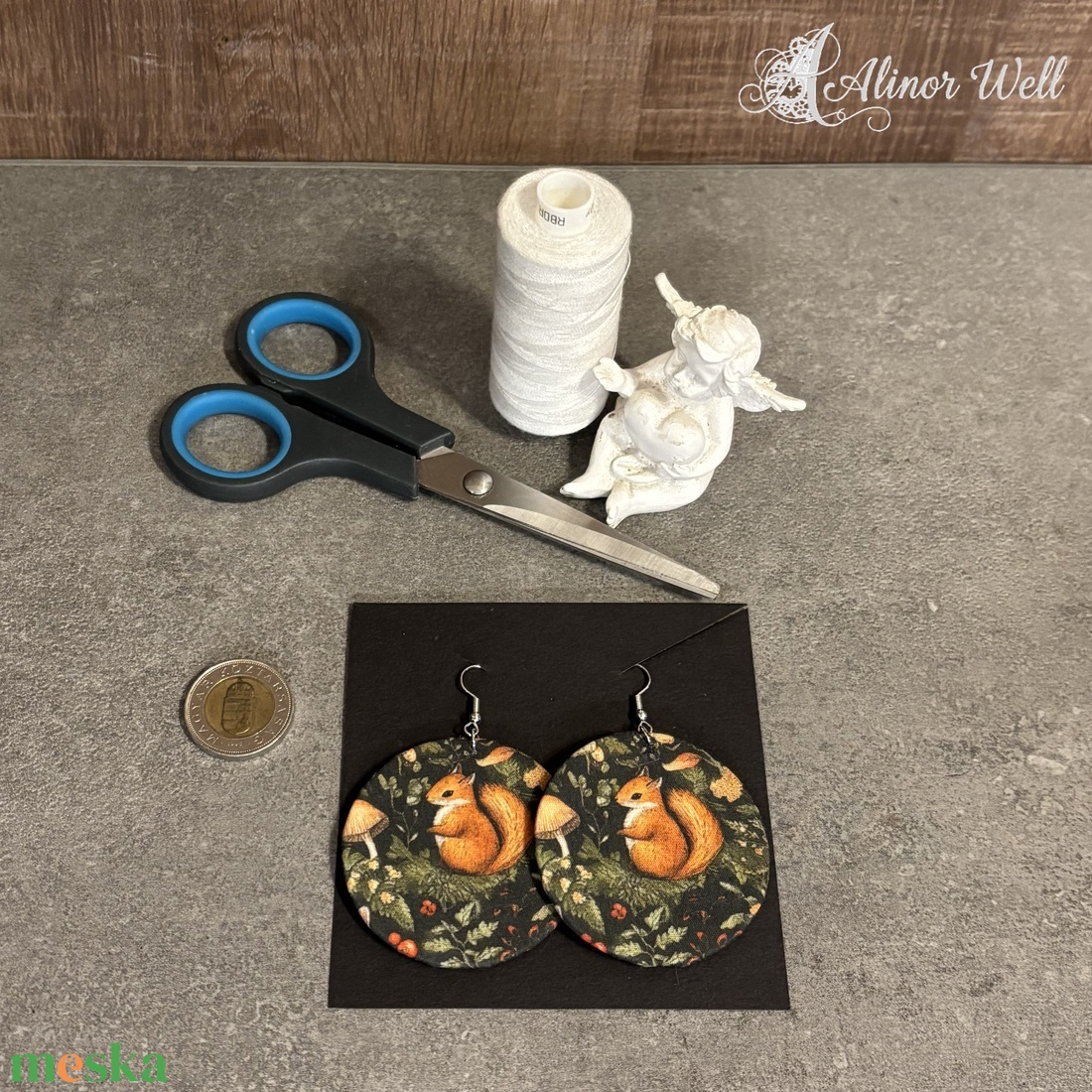 Mókustestvérek - fülbevaló - ékszer - fülbevaló - lógós kerek fülbevaló - Meska.hu