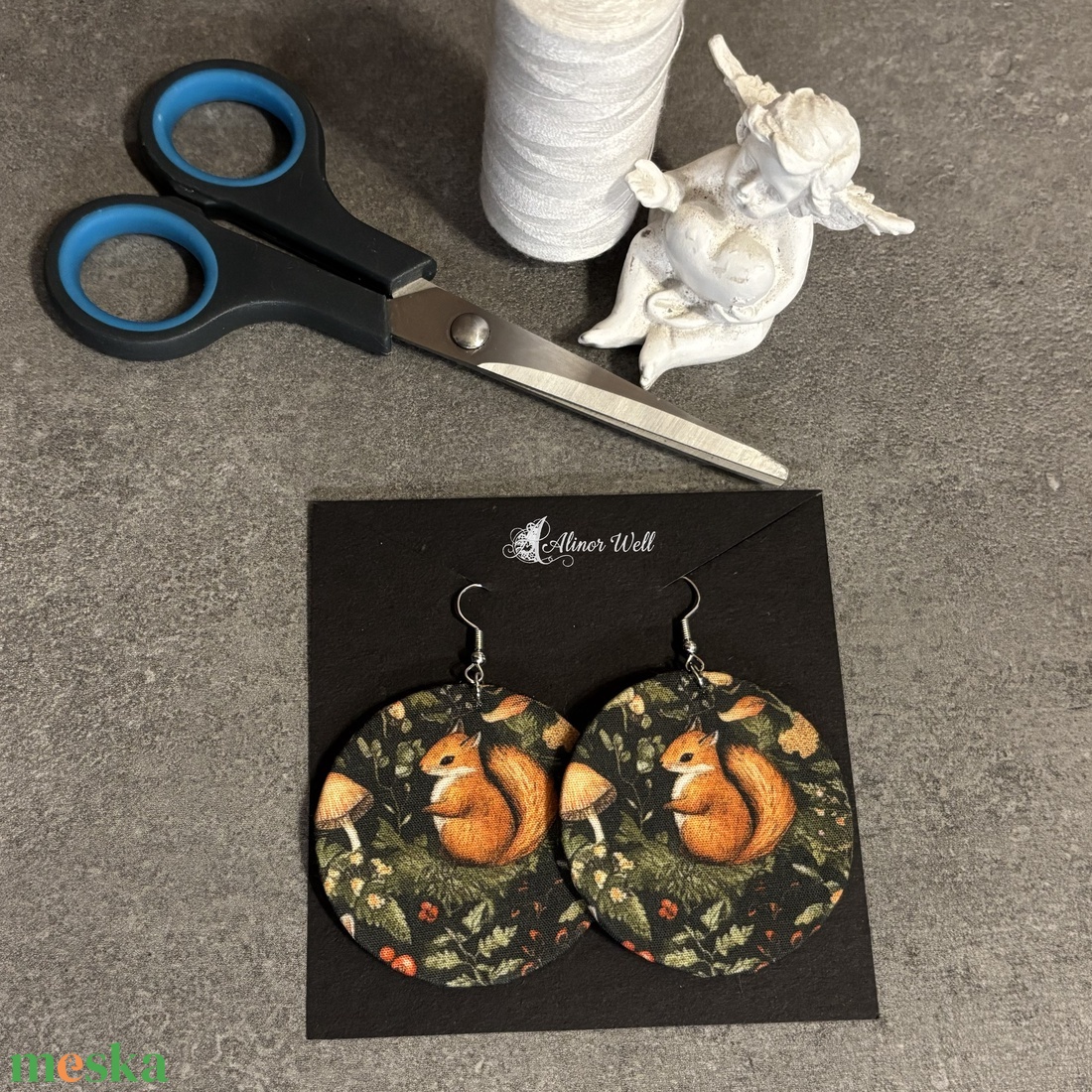 Mókustestvérek - fülbevaló - ékszer - fülbevaló - lógós kerek fülbevaló - Meska.hu