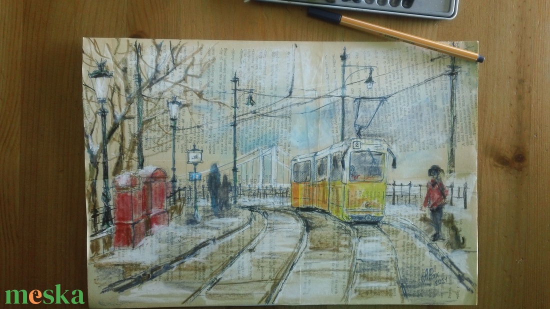 Budapest Tram #2, 2021 - művészet - grafika & illusztráció - ceruzarajz - Meska.hu