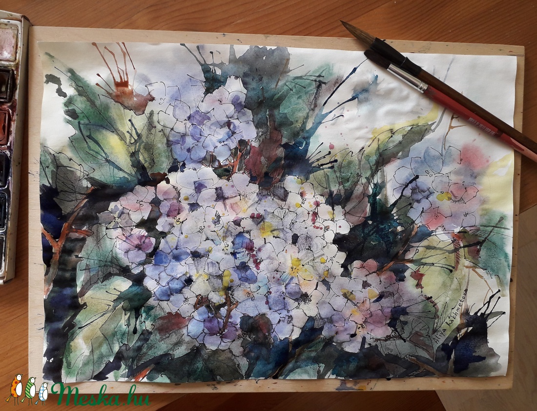 Hortenzia (Hydrangea), 2021 - művészet - festmény - festmény vegyes technika - Meska.hu Hortenzia (Hydrangea), 2021 - művészet - festmény - festmény vegyes technika - Meska.hu
