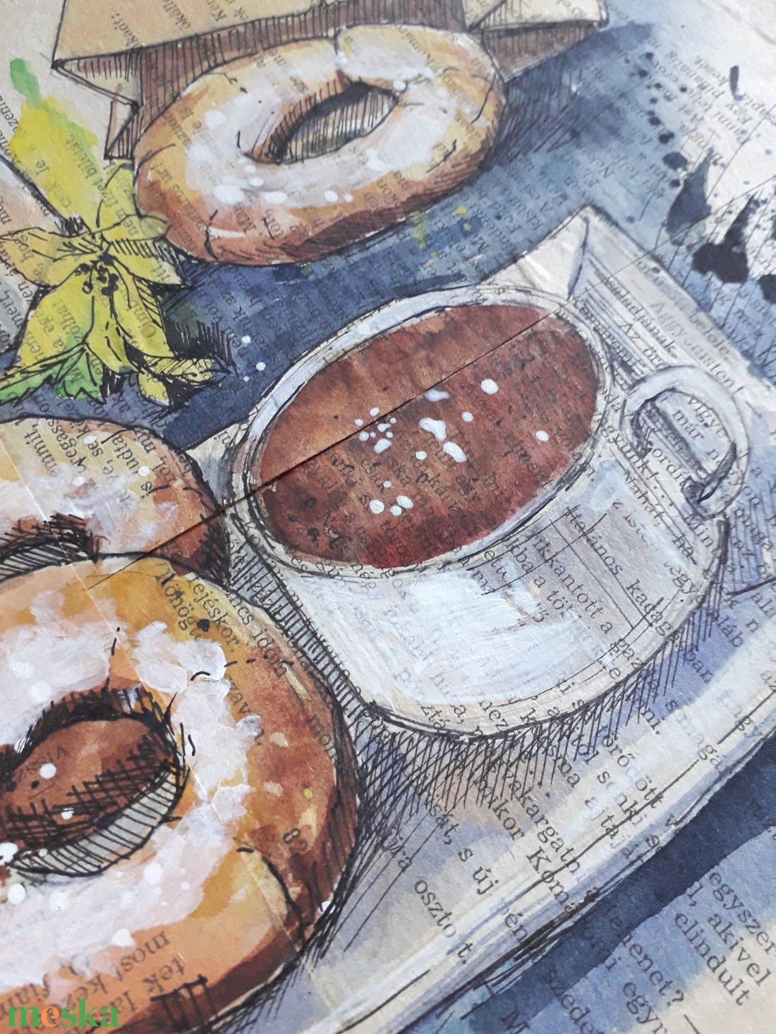 Fánk és cappuccino, 2022 - művészet - festmény - festmény vegyes technika - Meska.hu Fánk és cappuccino, 2022 - művészet - festmény - festmény vegyes technika - Meska.hu