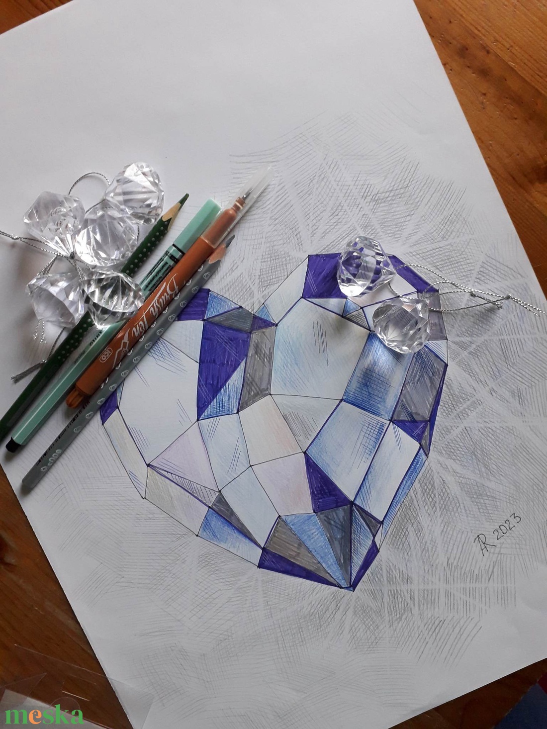 Szív gyűjtemény. Gyémánt. - művészet - grafika & illusztráció - ceruzarajz - Meska.hu