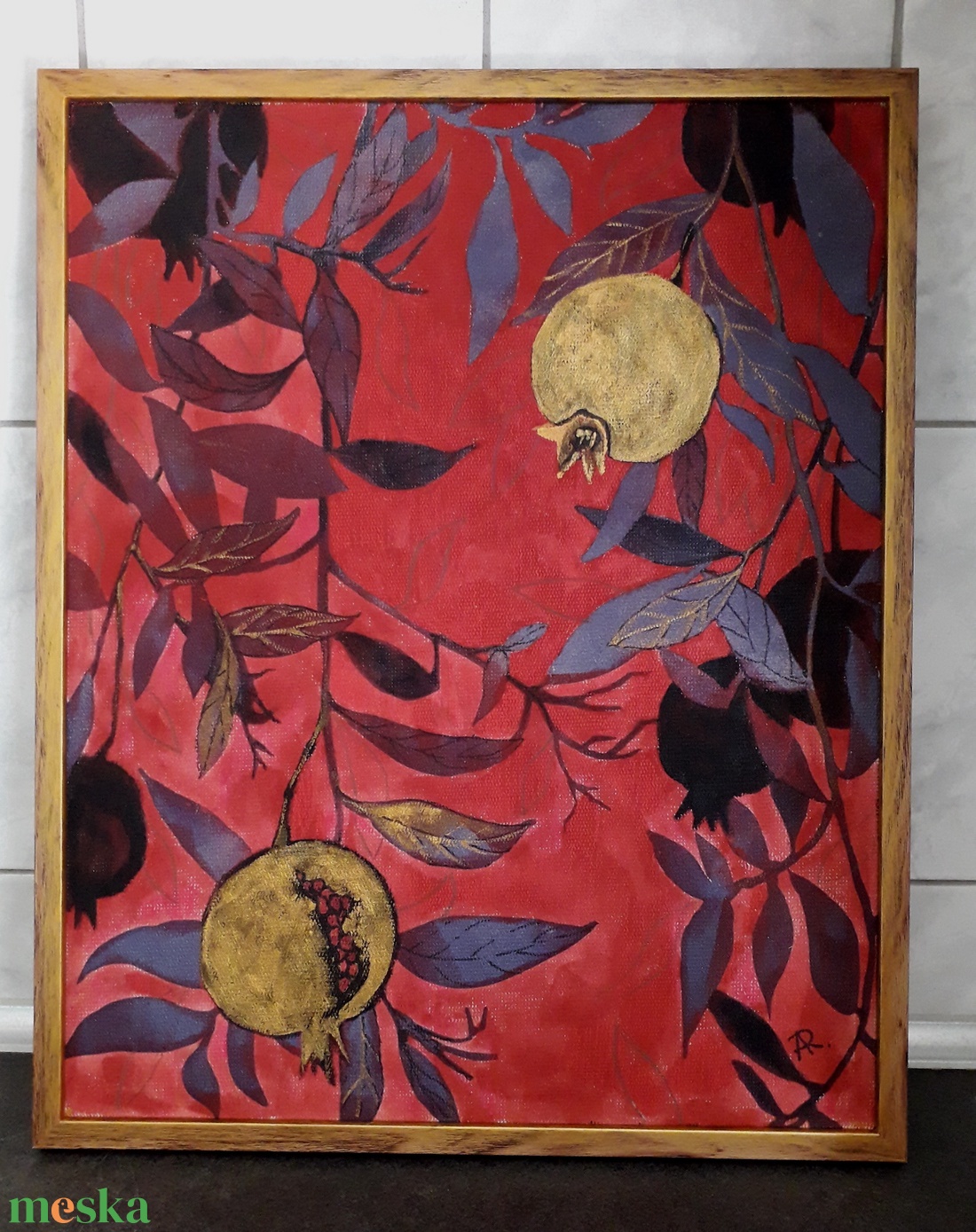 Gránátalma éjszaka - művészet - festmény - akvarell - Meska.hu