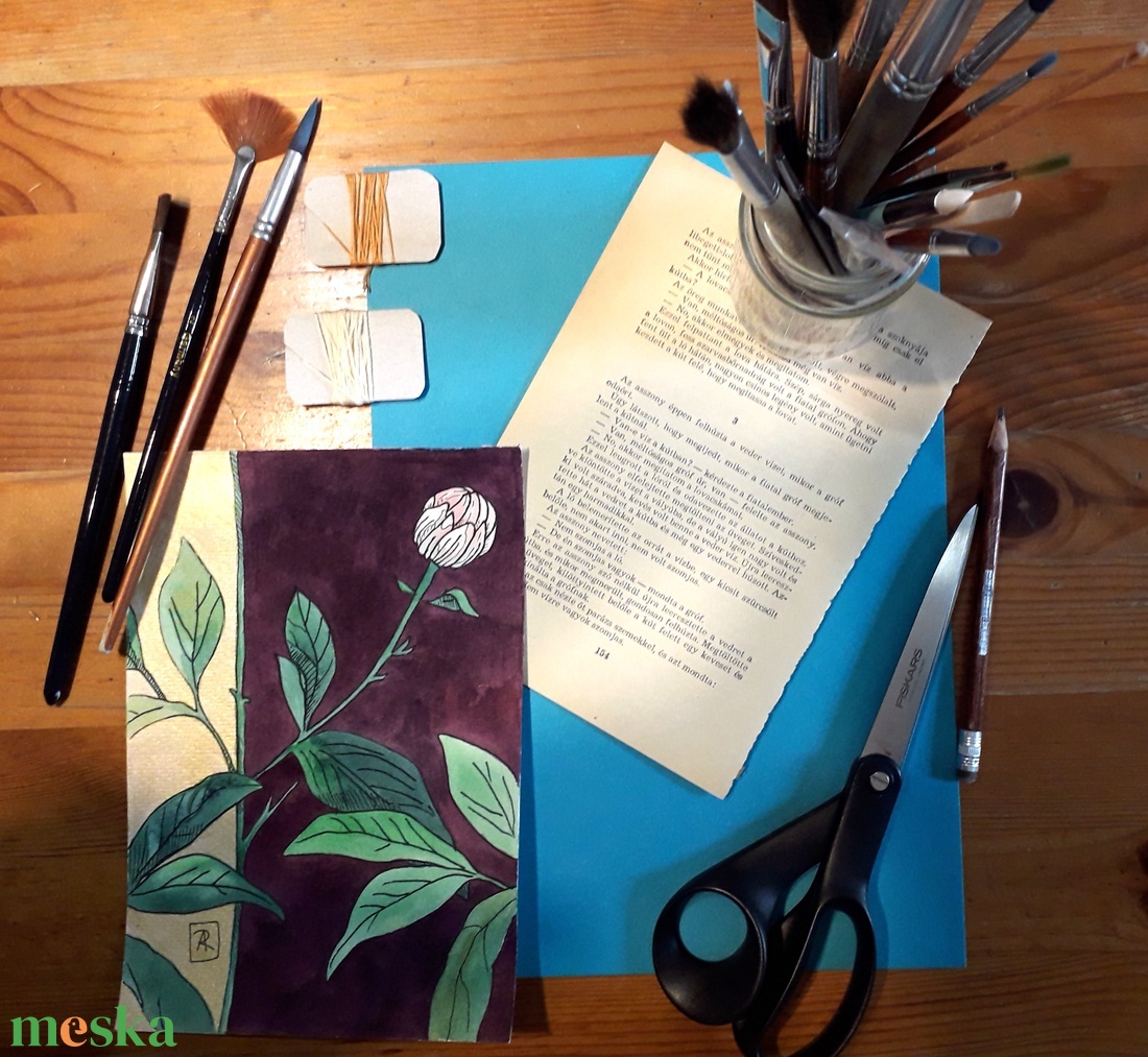 Hímzett Tavaszi Kollekció. Fiatal bazsarózsa - művészet - festmény - festmény vegyes technika - Meska.hu