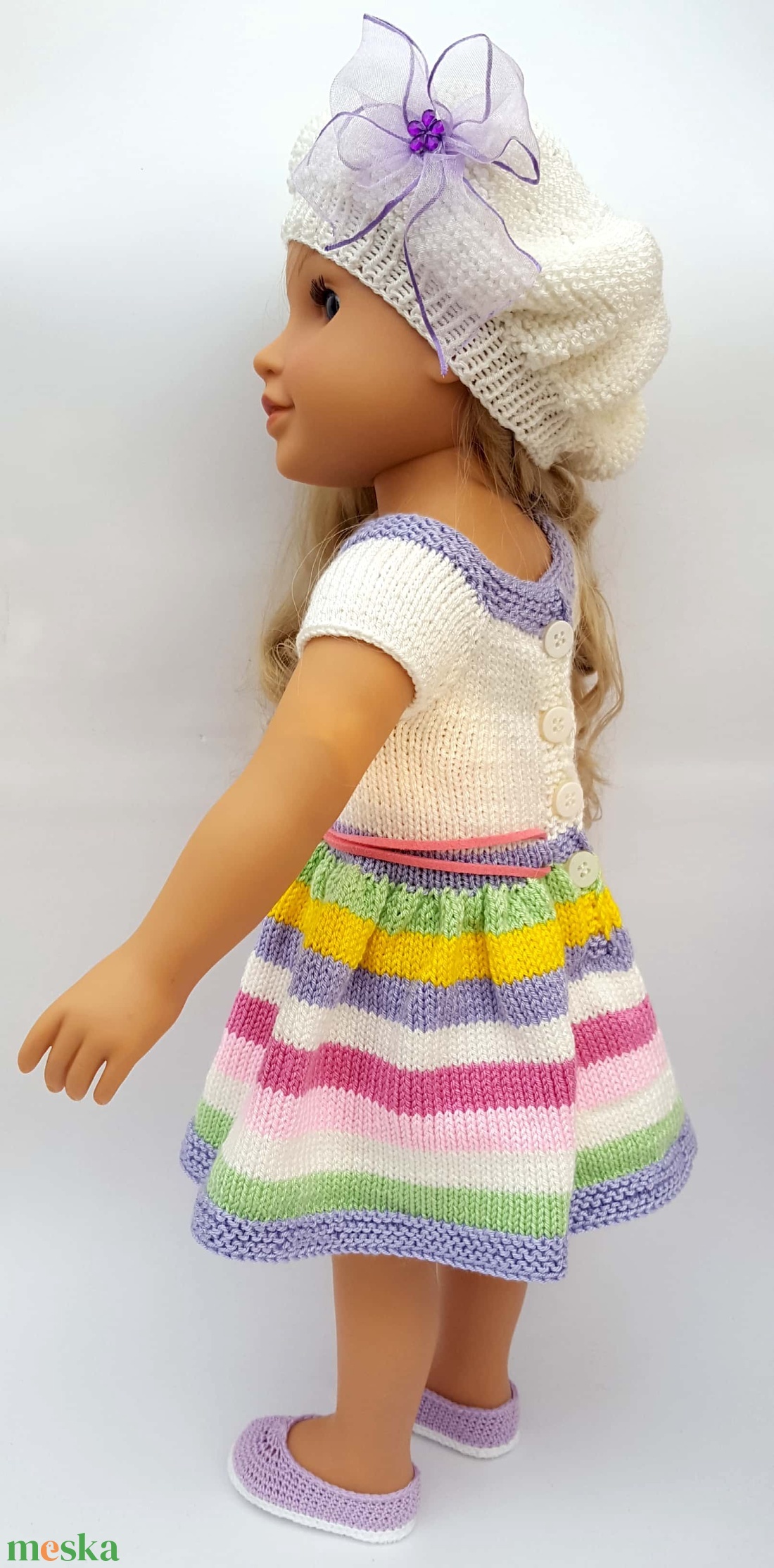 Kézzel kötött babaruha, barett és horgolt cipő 45 cm-es játékbabára - játék & sport - baba & babaház - babaruha, babakellék - Meska.hu Kézzel kötött babaruha, barett és horgolt cipő 45 cm-es játékbabára - játék & sport - baba & babaház - babaruha, babakellék - Meska.hu