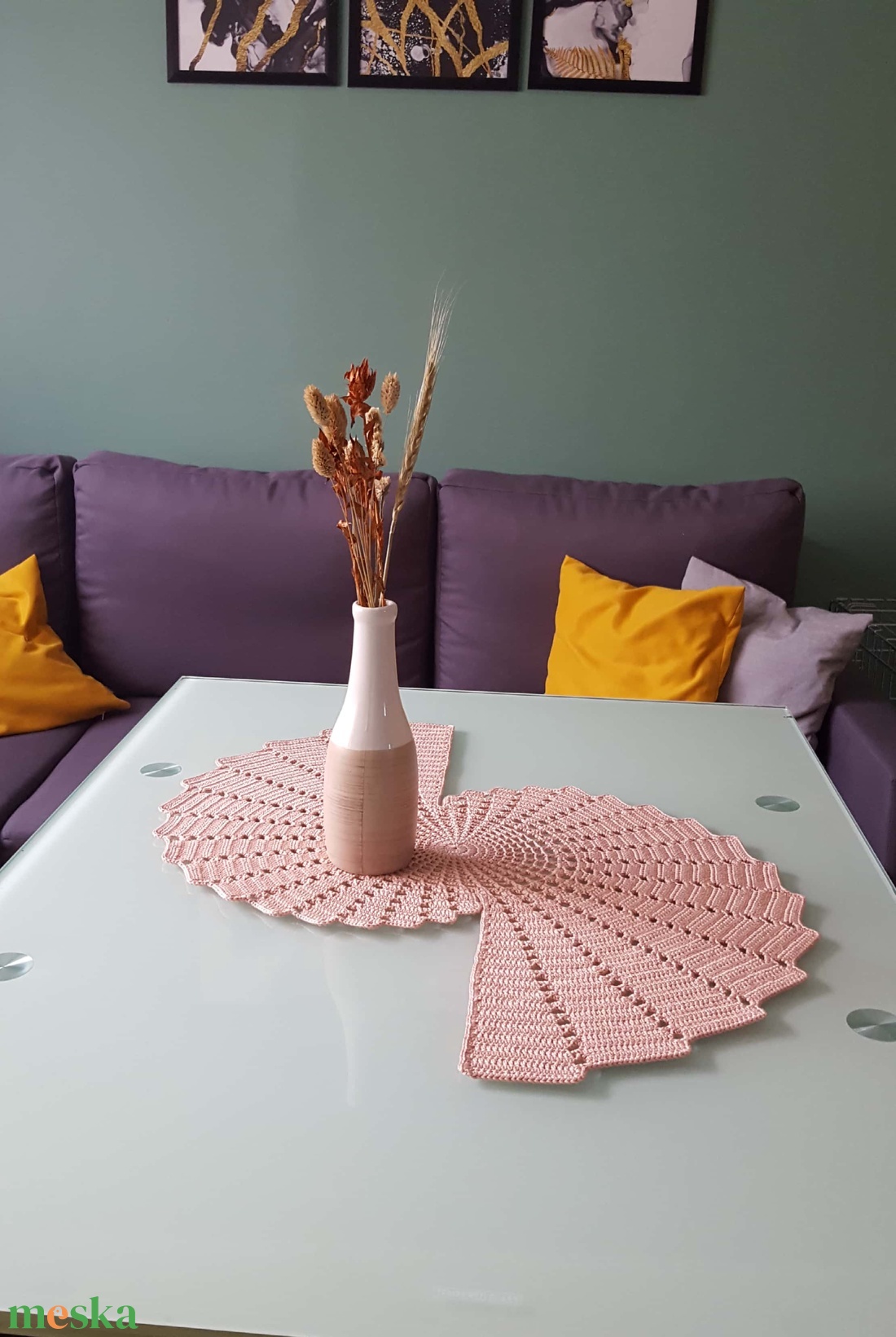 Asztali futó/terítő - otthon & életmód - dekoráció - asztal és polc dekoráció - horgolt & csipketerítő - Meska.hu
