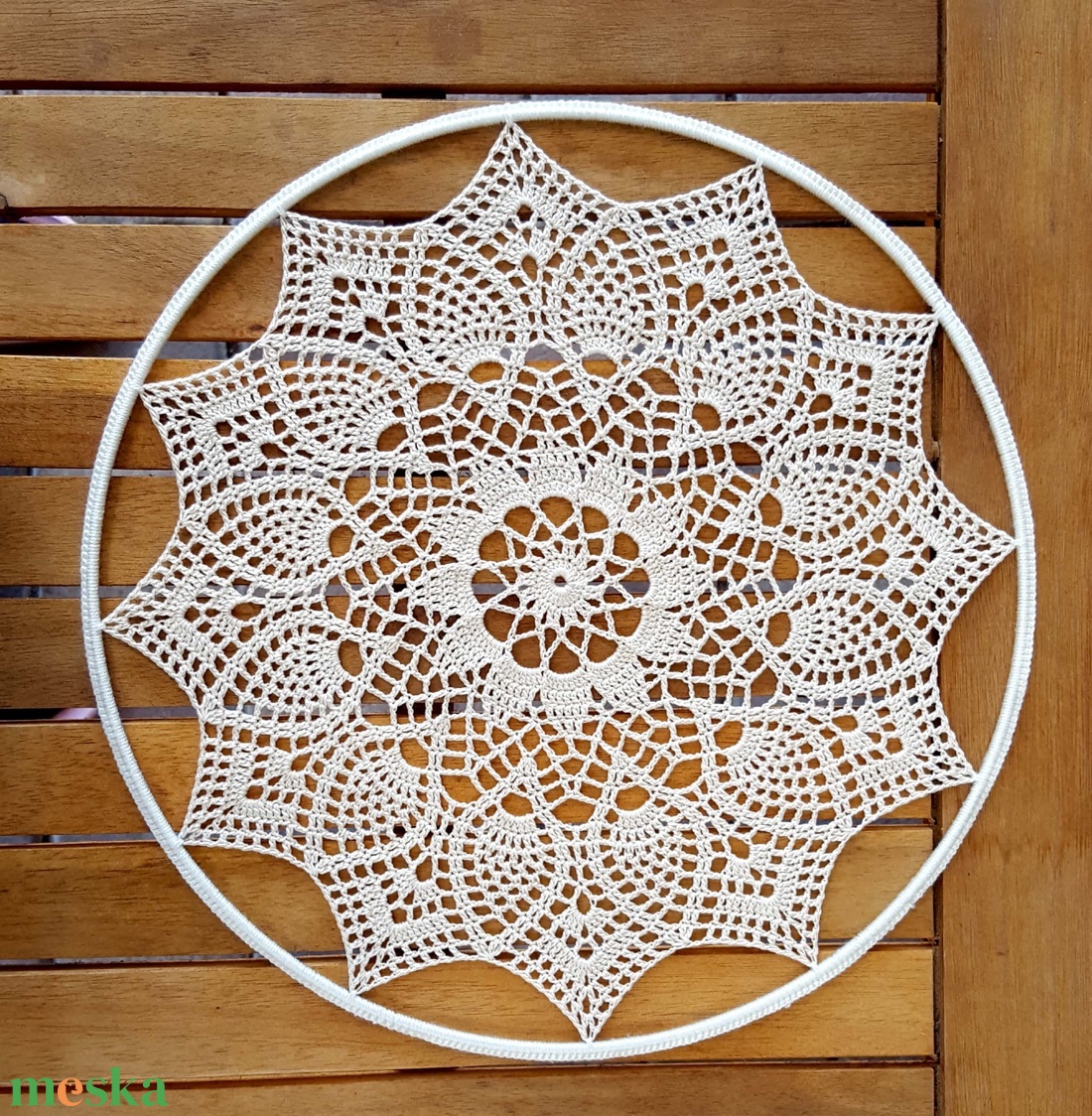 Horgolt falidísz, függődísz, ablakdísz, fali dekoráció 30 cm - otthon & életmód - dekoráció - fali és függő dekoráció - falra akasztható dekor - Meska.hu