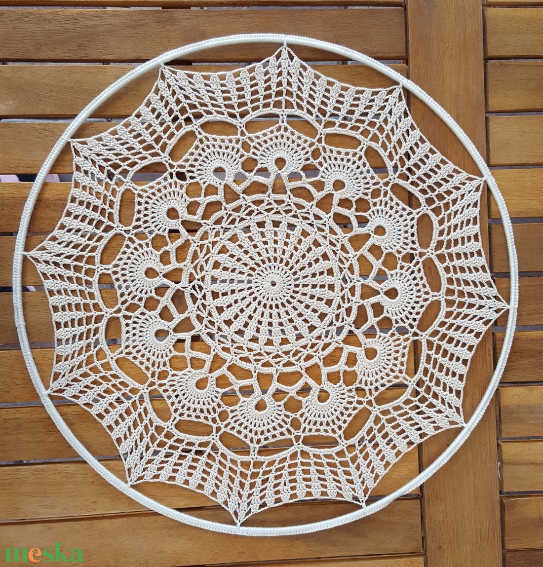 Horgolt falidísz, függődísz, ablakdísz, fali dekoráció 35 cm - otthon & életmód - dekoráció - fali és függő dekoráció - falra akasztható dekor - Meska.hu