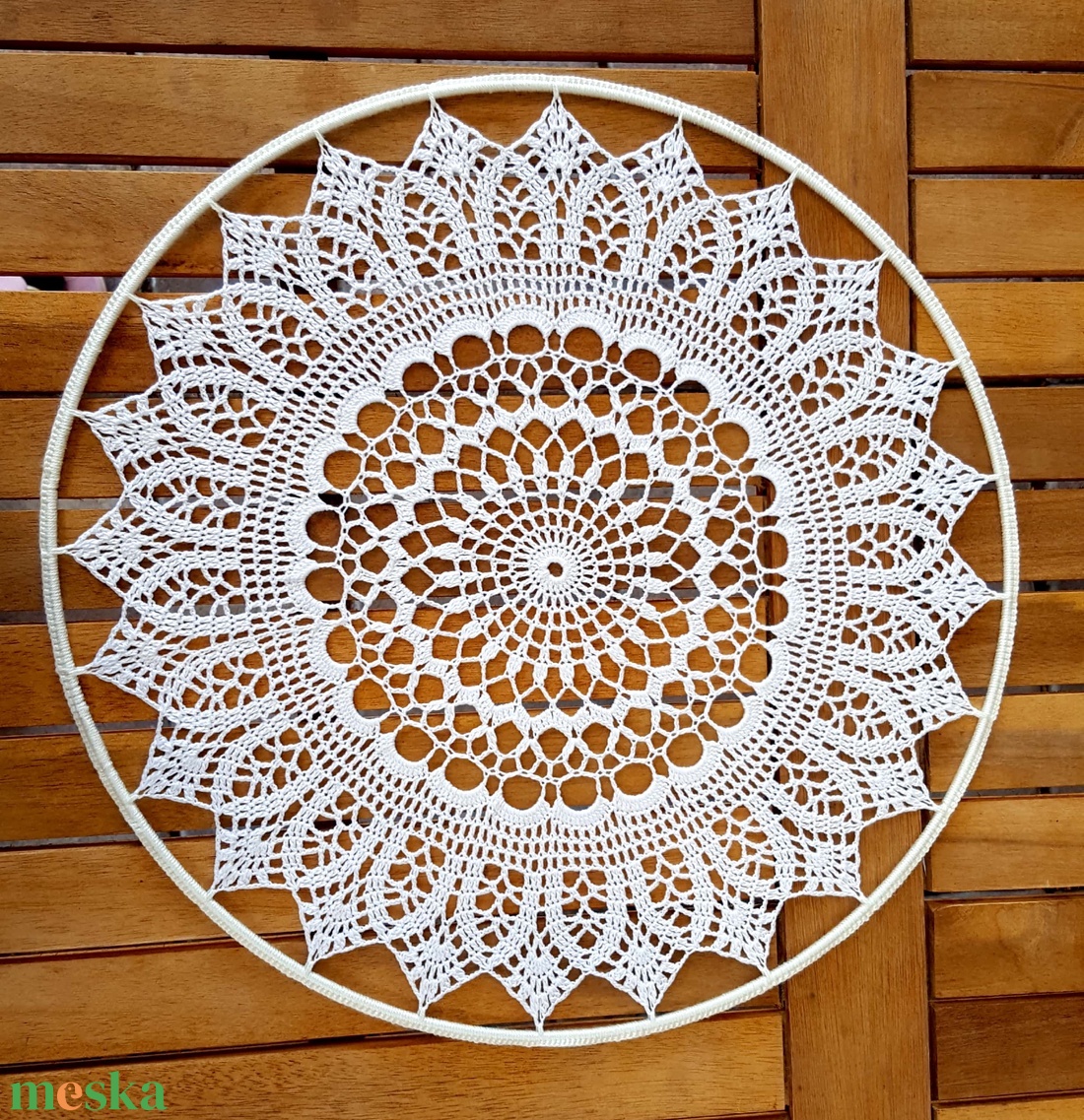 Horgolt falidísz, függődísz, ablakdísz, fali dekoráció 35 cm - otthon & életmód - dekoráció - fali és függő dekoráció - falra akasztható dekor - Meska.hu