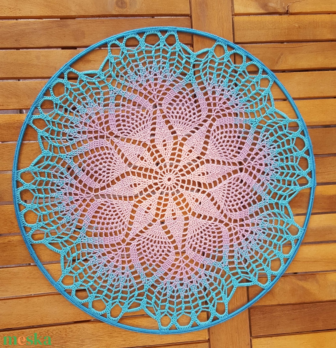 Horgolt falidísz, függődísz, ablakdísz, fali dekoráció, mandala 40 cm - otthon & életmód - dekoráció - fali és függő dekoráció - falra akasztható dekor - Meska.hu