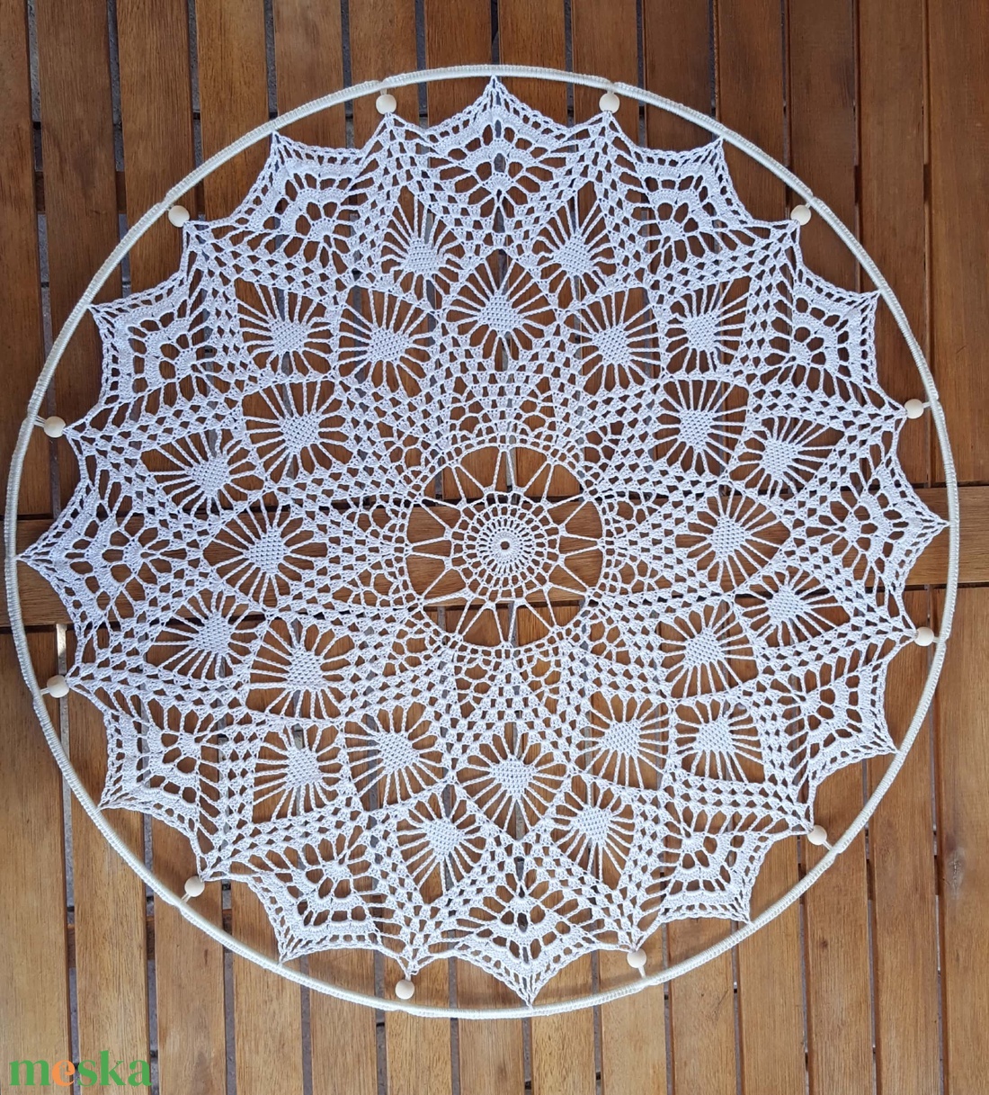 Horgolt falidísz, függődísz, ablakdísz, fali dekoráció 50 cm - otthon & életmód - dekoráció - fali és függő dekoráció - falra akasztható dekor - Meska.hu