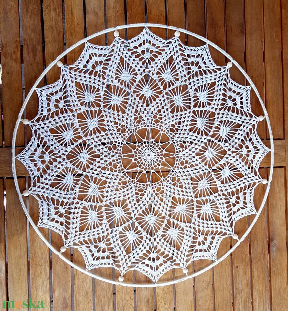 Horgolt falidísz, függődísz, ablakdísz, fali dekoráció 50 cm - otthon & életmód - dekoráció - fali és függő dekoráció - falra akasztható dekor - Meska.hu