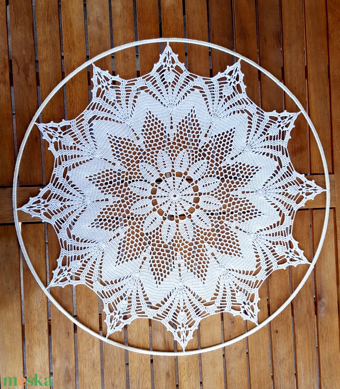 Horgolt falidísz, függődísz, ablakdísz, fali dekoráció 50 cm - otthon & életmód - dekoráció - fali és függő dekoráció - falra akasztható dekor - Meska.hu