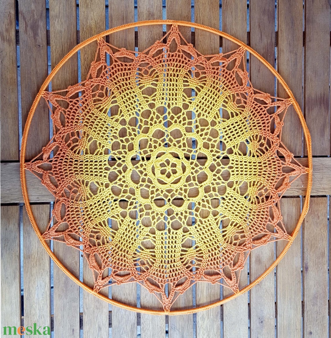 Horgolt falidísz, függődísz, ablakdísz, fali dekoráció, mandala 40 cm - otthon & életmód - dekoráció - fali és függő dekoráció - falra akasztható dekor - Meska.hu