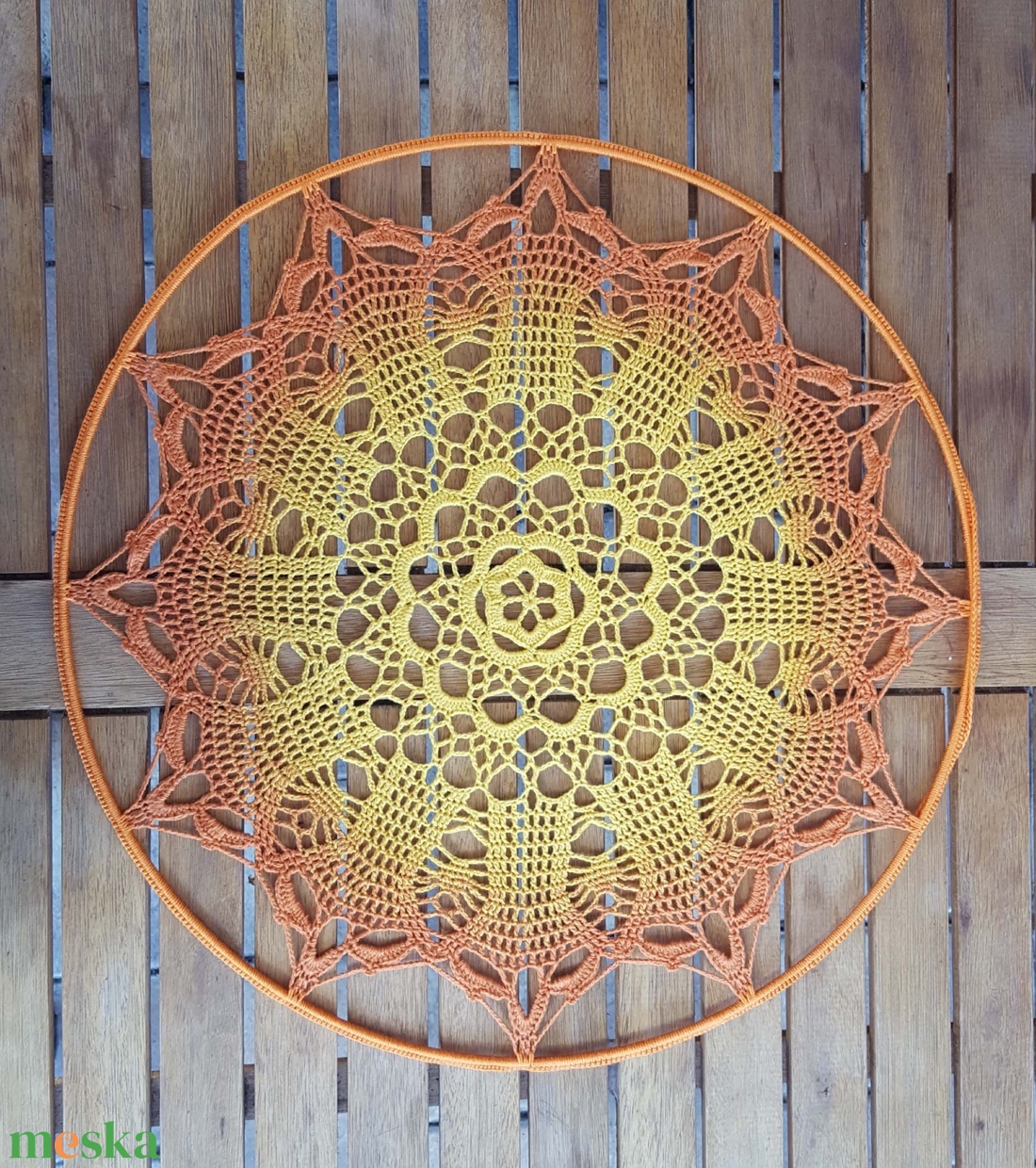 Horgolt falidísz, függődísz, ablakdísz, fali dekoráció, mandala 40 cm - otthon & életmód - dekoráció - fali és függő dekoráció - falra akasztható dekor - Meska.hu