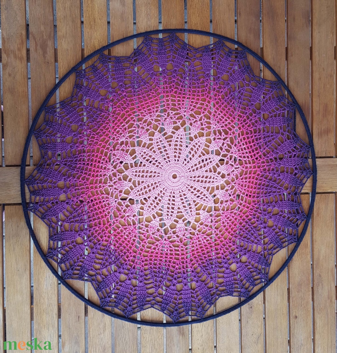 Horgolt falidísz, függődísz, ablakdísz, fali dekoráció, mandala 45 cm - otthon & életmód - dekoráció - fali és függő dekoráció - falra akasztható dekor - Meska.hu