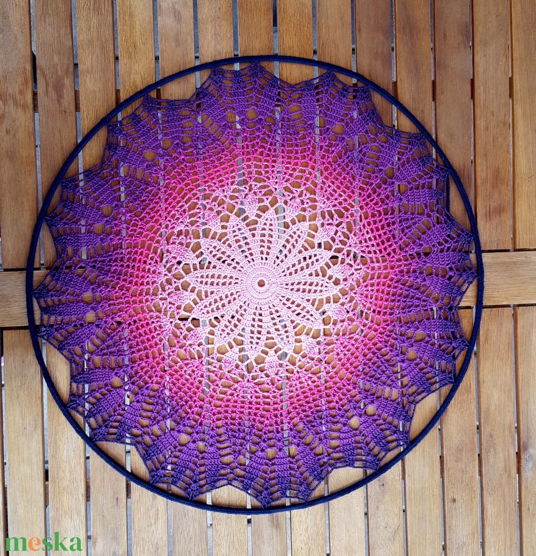 Horgolt falidísz, függődísz, ablakdísz, fali dekoráció, mandala 45 cm - otthon & életmód - dekoráció - fali és függő dekoráció - falra akasztható dekor - Meska.hu