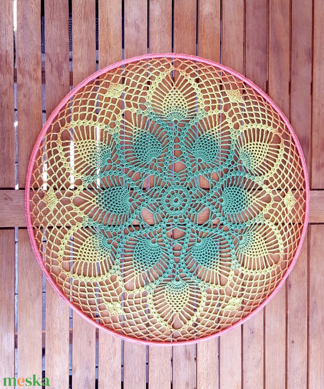 Horgolt falidísz, függődísz, ablakdísz, fali dekoráció, mandala 45 cm - otthon & életmód - dekoráció - fali és függő dekoráció - falra akasztható dekor - Meska.hu