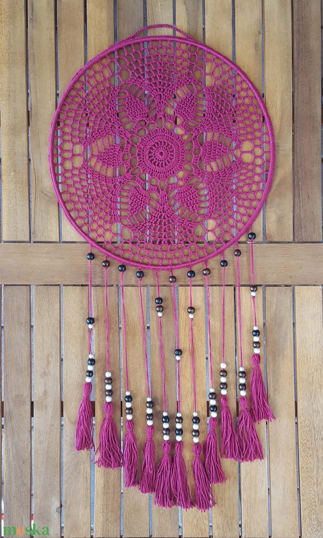 Álomfogó horgolt falidísz, függődísz, ablakdísz, fali dekoráció 30x60 cm - otthon & életmód - dekoráció - fali és függő dekoráció - falra akasztható dekor - Meska.hu