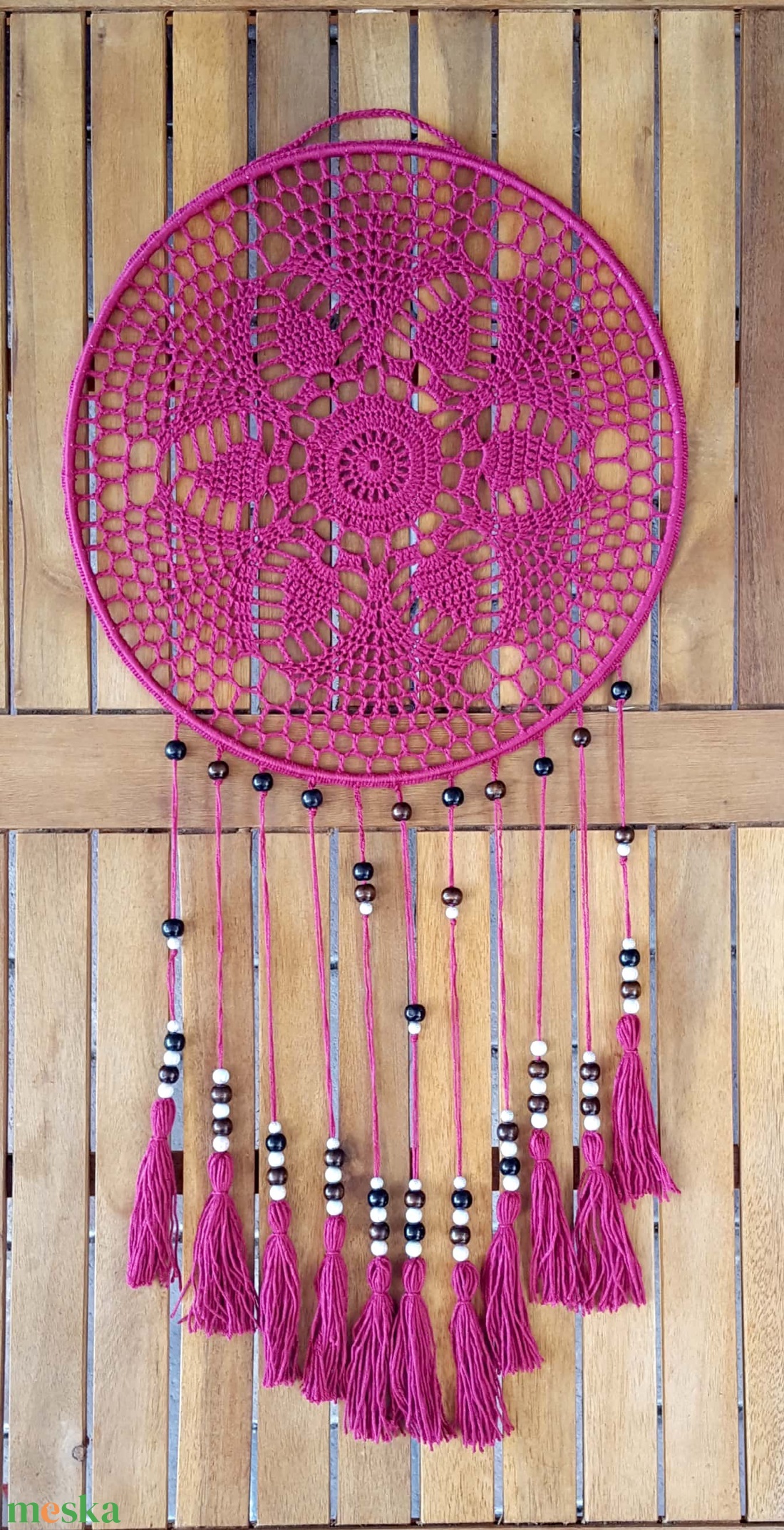 Álomfogó horgolt falidísz, függődísz, ablakdísz, fali dekoráció 30x60 cm - otthon & életmód - dekoráció - fali és függő dekoráció - falra akasztható dekor - Meska.hu