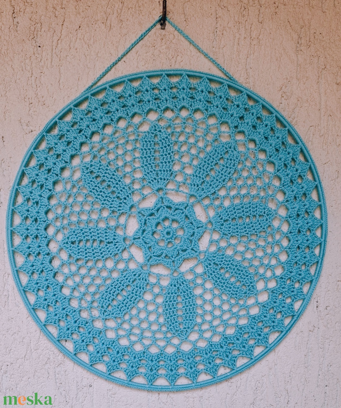 Álomfogó horgolt fali dísz, függődísz, ablakdísz, fali dekoráció mandala 30 cm - otthon & életmód - dekoráció - fali és függő dekoráció - álomfogó - Meska.hu