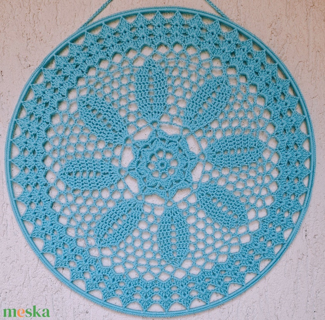 Álomfogó horgolt fali dísz, függődísz, ablakdísz, fali dekoráció mandala 30 cm - otthon & életmód - dekoráció - fali és függő dekoráció - álomfogó - Meska.hu