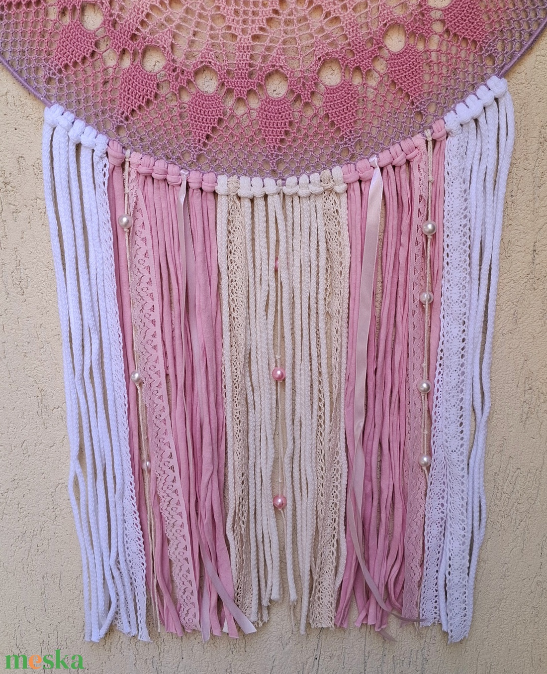 Álomfogó horgolt fali dísz, függődísz, ablakdísz, fali dekoráció mandala 50 cm - otthon & életmód - dekoráció - fali és függő dekoráció - álomfogó - Meska.hu