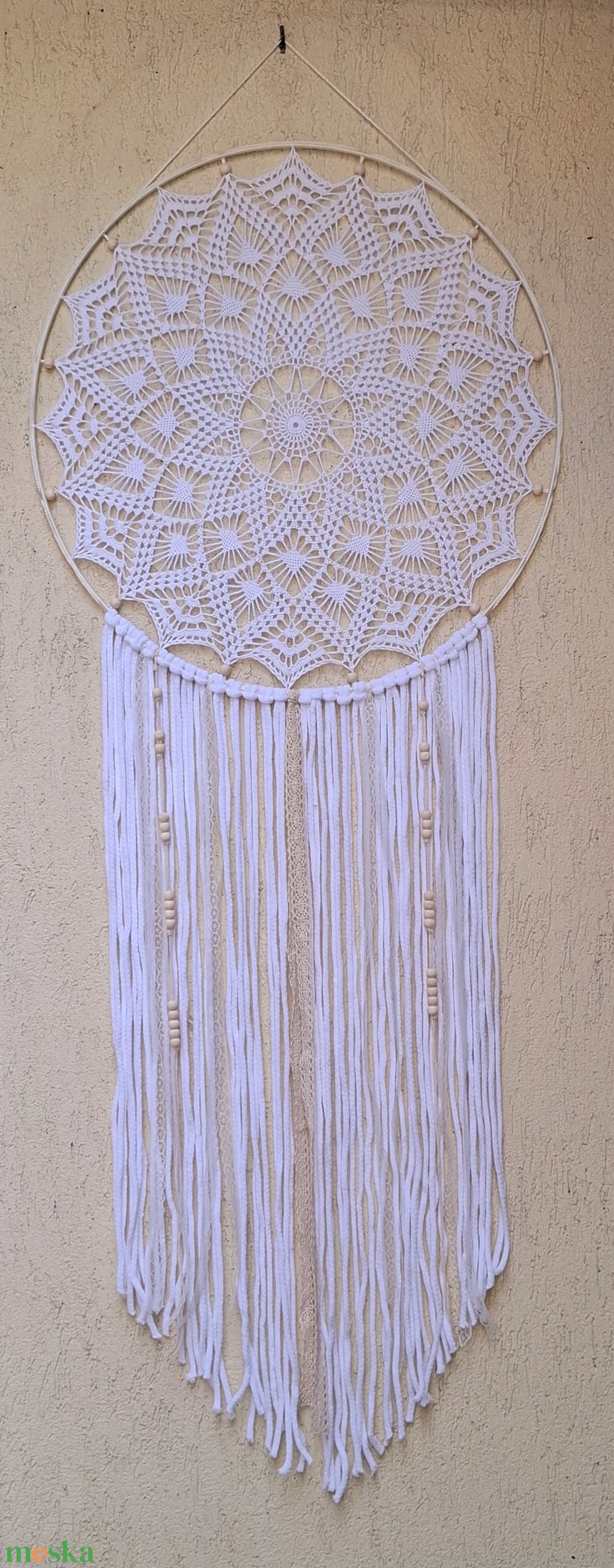 Álomfogó horgolt fali dísz, függődísz, ablakdísz, fali dekoráció mandala 50 cm - otthon & életmód - dekoráció - fali és függő dekoráció - álomfogó - Meska.hu