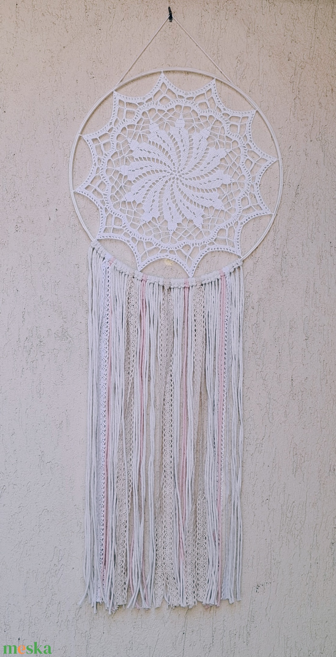 Álomfogó horgolt fali dísz, függődísz, ablakdísz, fali dekoráció mandala 35 cm - otthon & életmód - dekoráció - fali és függő dekoráció - álomfogó - Meska.hu