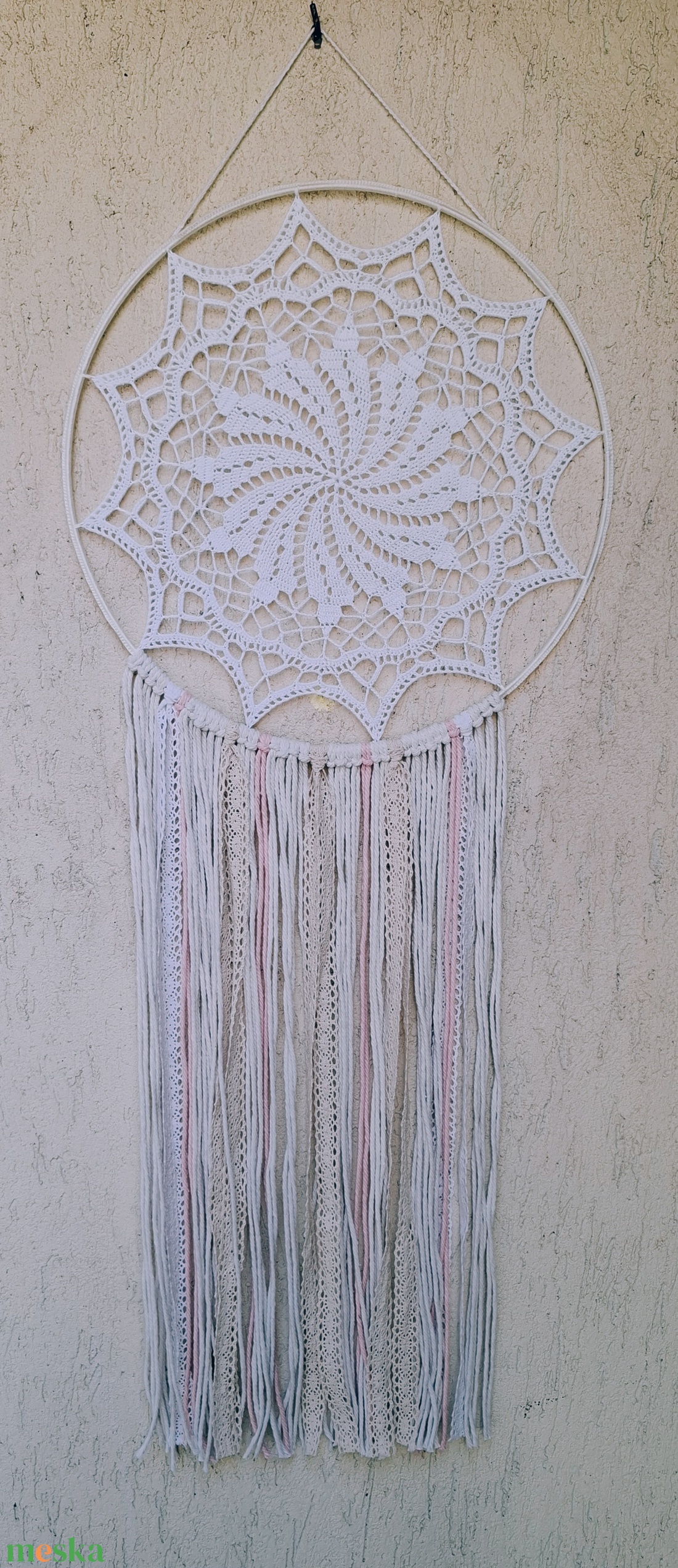 Álomfogó horgolt fali dísz, függődísz, ablakdísz, fali dekoráció mandala 35 cm - otthon & életmód - dekoráció - fali és függő dekoráció - álomfogó - Meska.hu