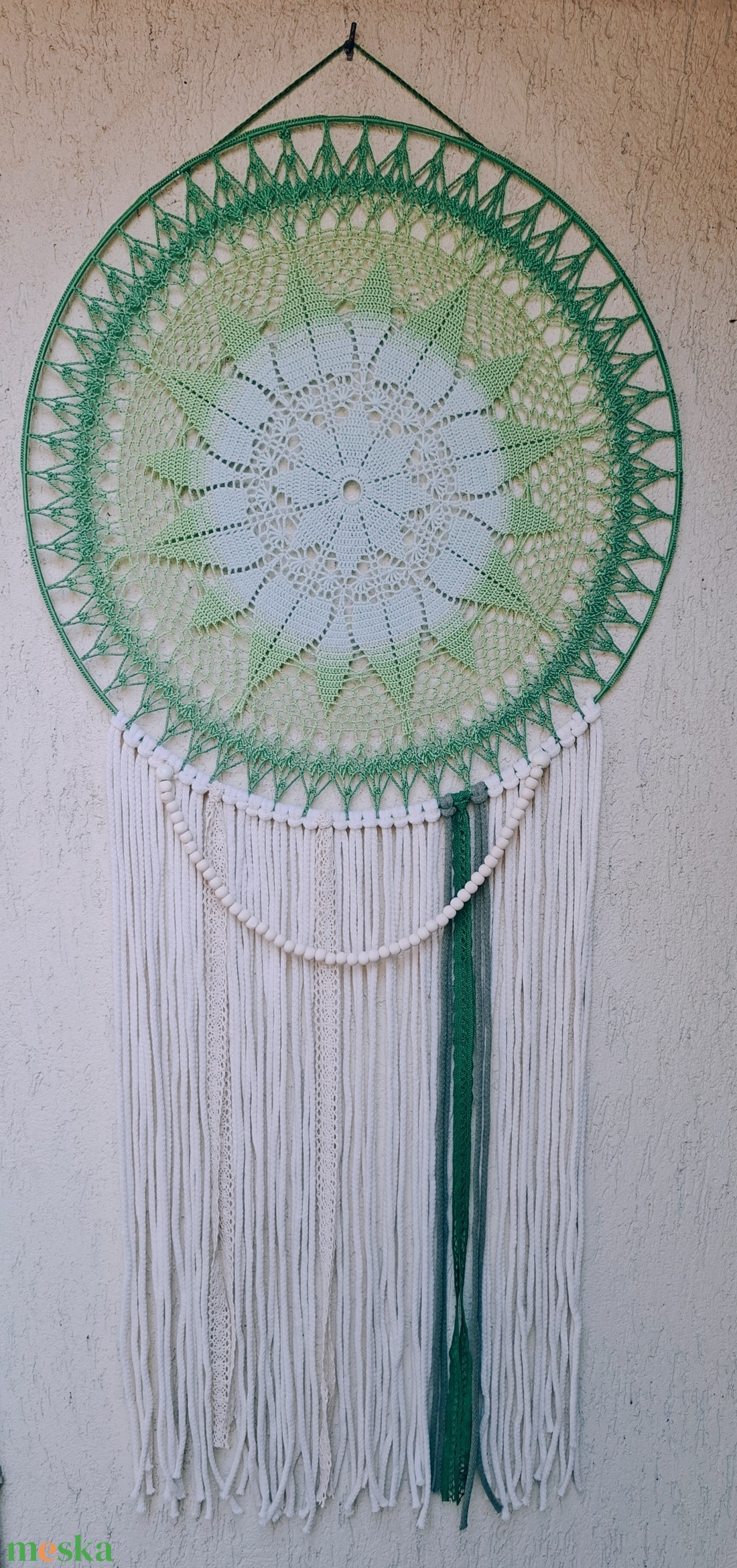 Álomfogó horgolt fali dísz, függődísz, ablakdísz, fali dekoráció mandala 50 cm - otthon & életmód - dekoráció - fali és függő dekoráció - álomfogó - Meska.hu