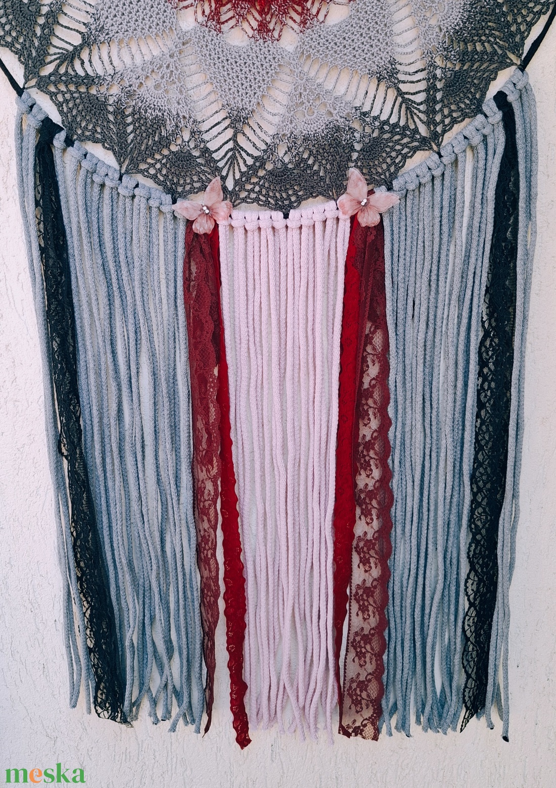 Álomfogó horgolt fali dísz, függődísz, ablakdísz, fali dekoráció mandala 50 cm - otthon & életmód - dekoráció - fali és függő dekoráció - álomfogó - Meska.hu