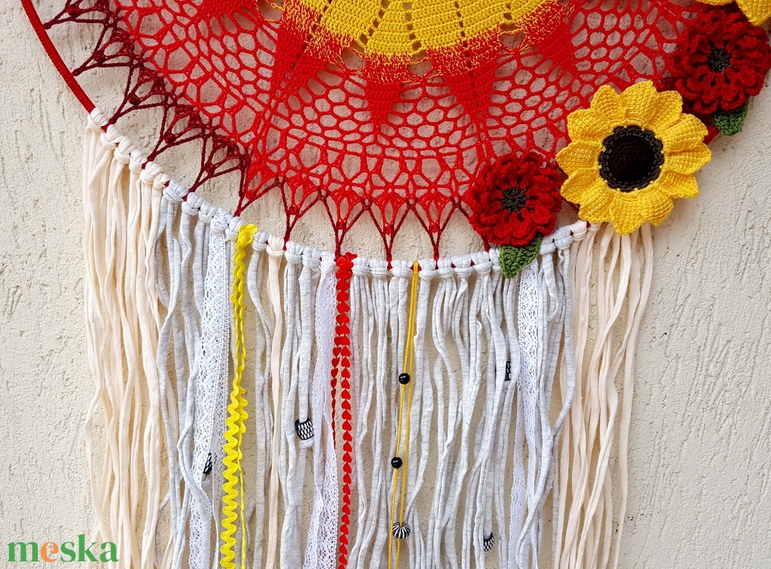 Álomfogó horgolt fali dísz, függődísz, ablakdísz, fali dekoráció mandala 50 cm - otthon & életmód - dekoráció - fali és függő dekoráció - álomfogó - Meska.hu
