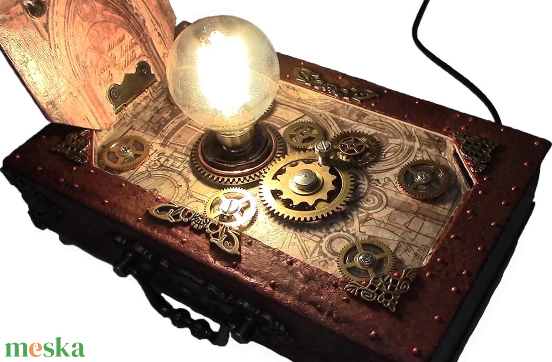 Steampunk könyvlámpa - otthon & életmód - lámpa - asztali lámpa - Meska.hu