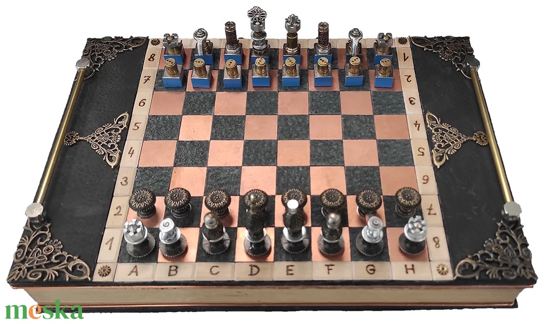 Steampunk könyvsakk készlet - játék & sport - táblajáték és kártyajáték - sakk - Meska.hu