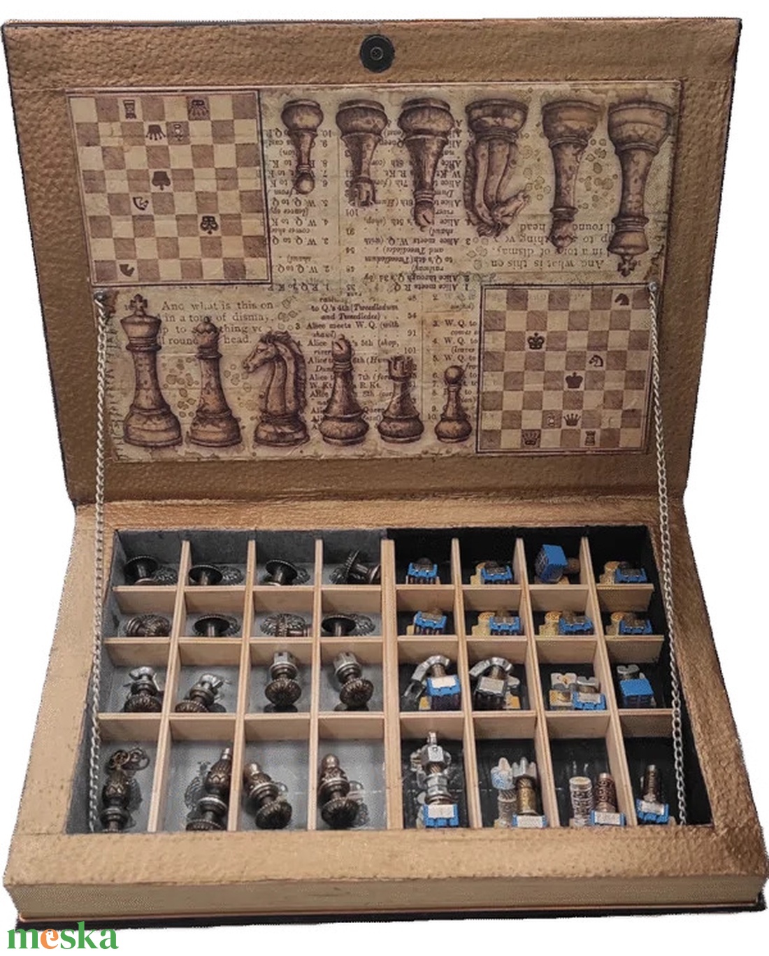 Steampunk könyvsakk készlet - játék & sport - táblajáték és kártyajáték - sakk - Meska.hu
