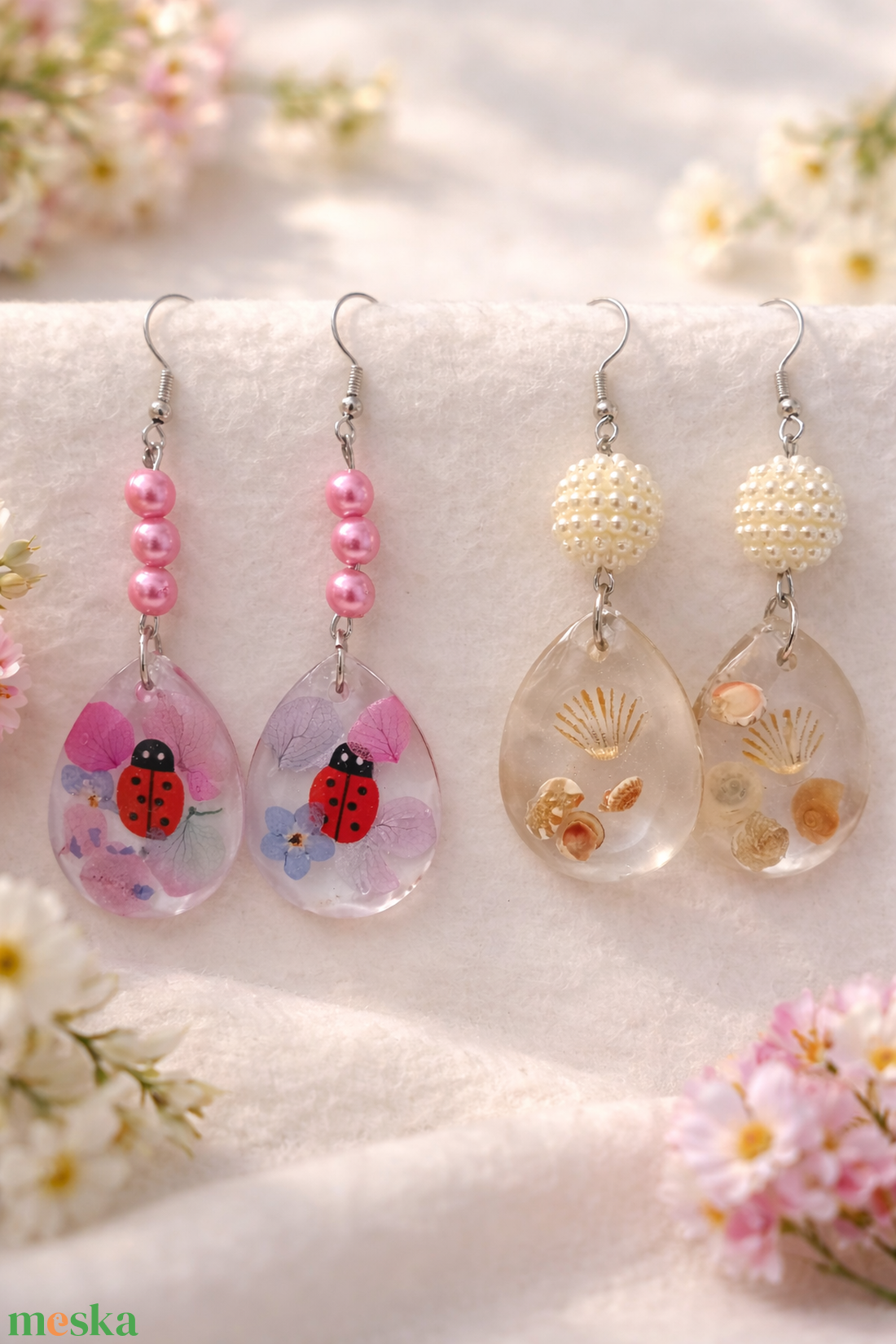 Gyantaékszer - ékszer - fülbevaló - karika fülbevaló - Meska.hu