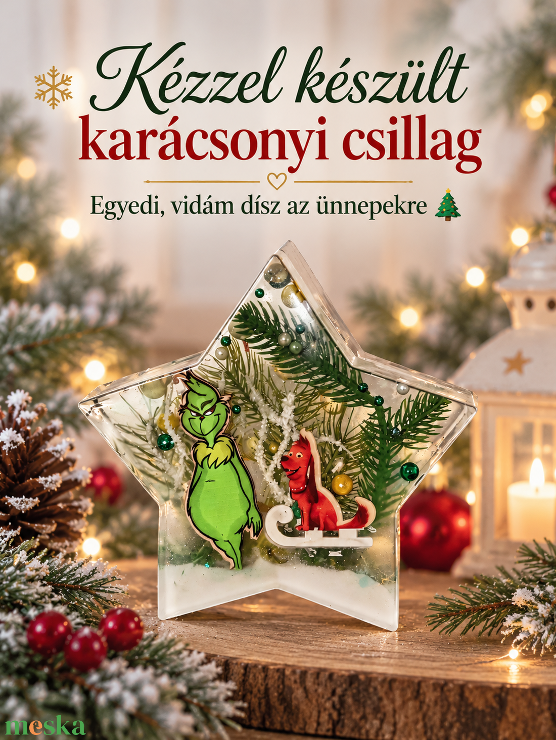 Karácsonyi dísz - karácsony - karácsonyi lakásdekoráció - ünnepi asztaldekoráció - Meska.hu