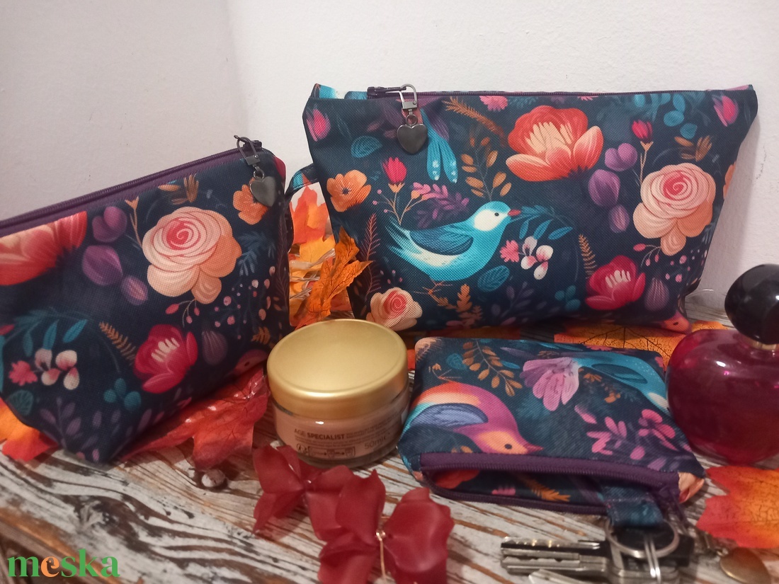 Türkiz madárkás  neszesszer szett  Karácsonyi ajándék bevezető áron  - táska & tok - neszesszer - Meska.hu