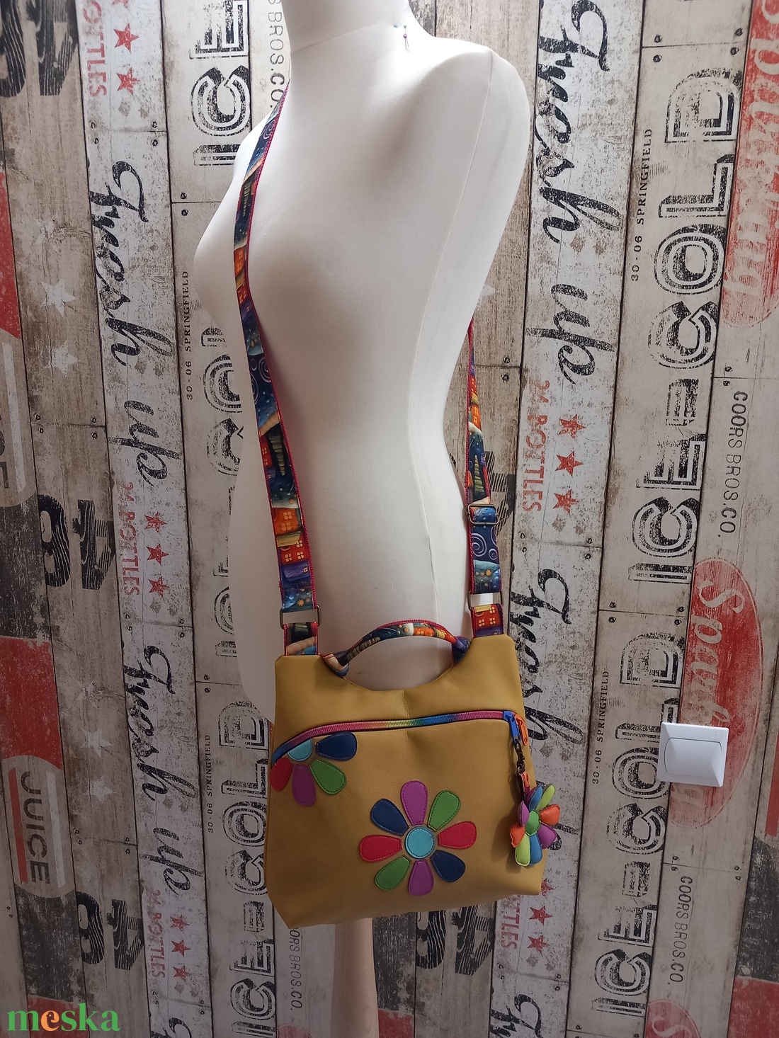 Mustár  Húsvéti Akció Miniflower crossby Táska  - táska & tok - kézitáska & válltáska - tarisznya - Meska.hu